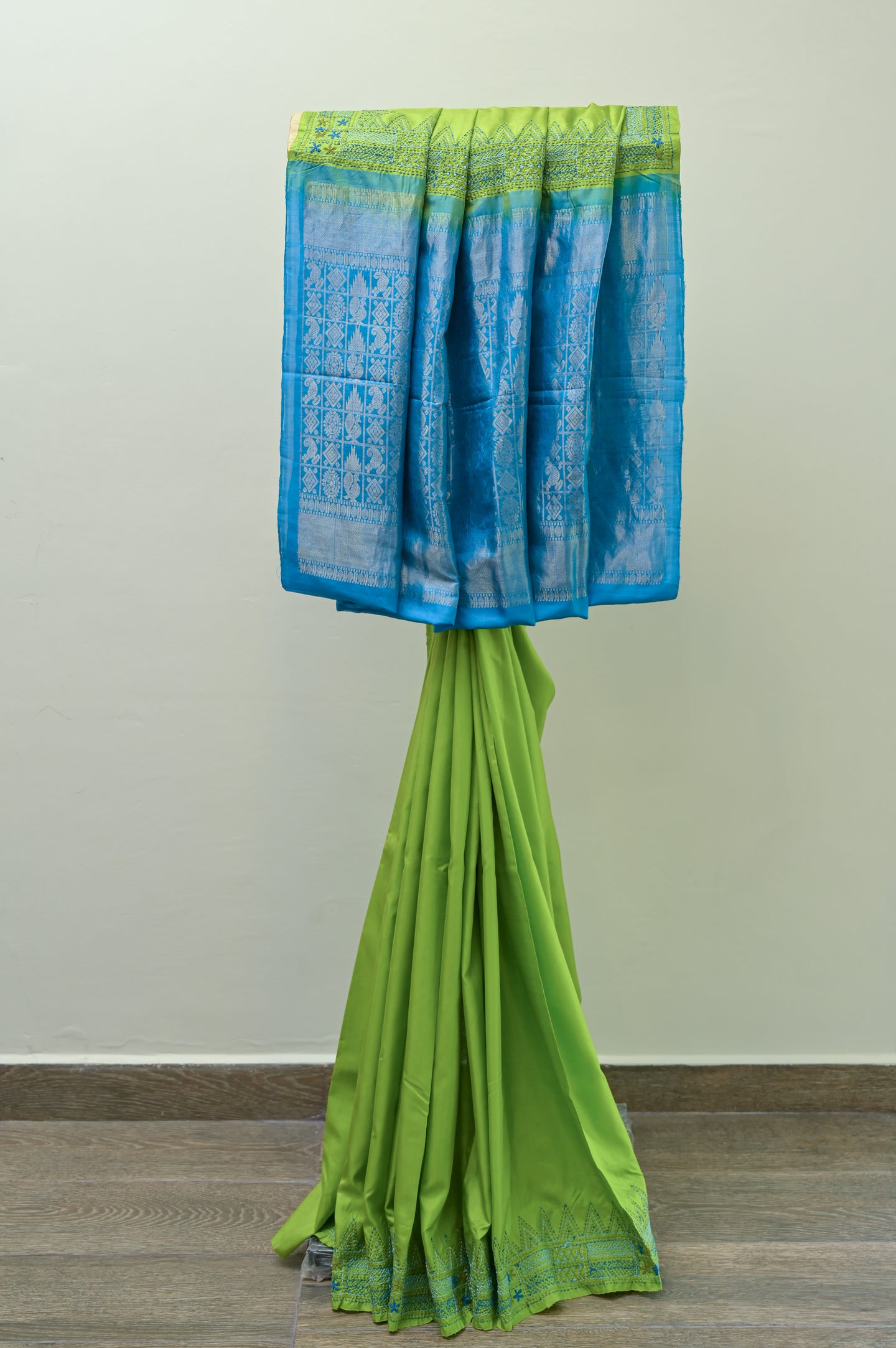 Green and Blue Soft Silk Saree-2570