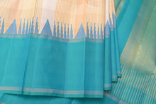 Load image into Gallery viewer, Beige and Blue Kanchipuram Saree-2634
