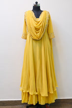 Load image into Gallery viewer, Pastel yellow Drape Anarkali
