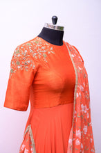 Load image into Gallery viewer, Orange Single Drape Anarkali
