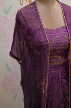 Load image into Gallery viewer, Purple Crop-top Jacket set with Dhothi Skirt
