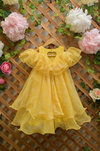 Load image into Gallery viewer, Yellow Organza Ruffle Dress
