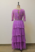 Load image into Gallery viewer, Lavender Ruffle Dress with Embroidery Belt
