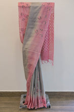 Load image into Gallery viewer, Grey and Pink Cotton Saree-2448
