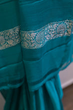 Load image into Gallery viewer, Teal Blue Georgette Banaras Saree-2468

