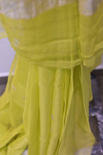 Load image into Gallery viewer, Lime Yellow Georgette Banaras Saree-2470
