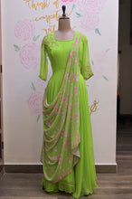 Load image into Gallery viewer, Green Floral Drape Dress
