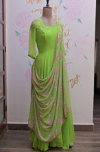 Load image into Gallery viewer, Green Floral Drape Dress
