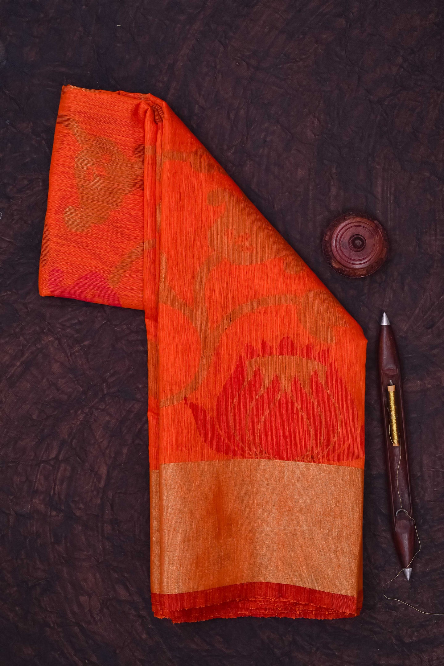 Orange Tussar Silk Saree-1177