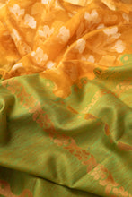 Load image into Gallery viewer, Yellow and Green Organza Saree-1395
