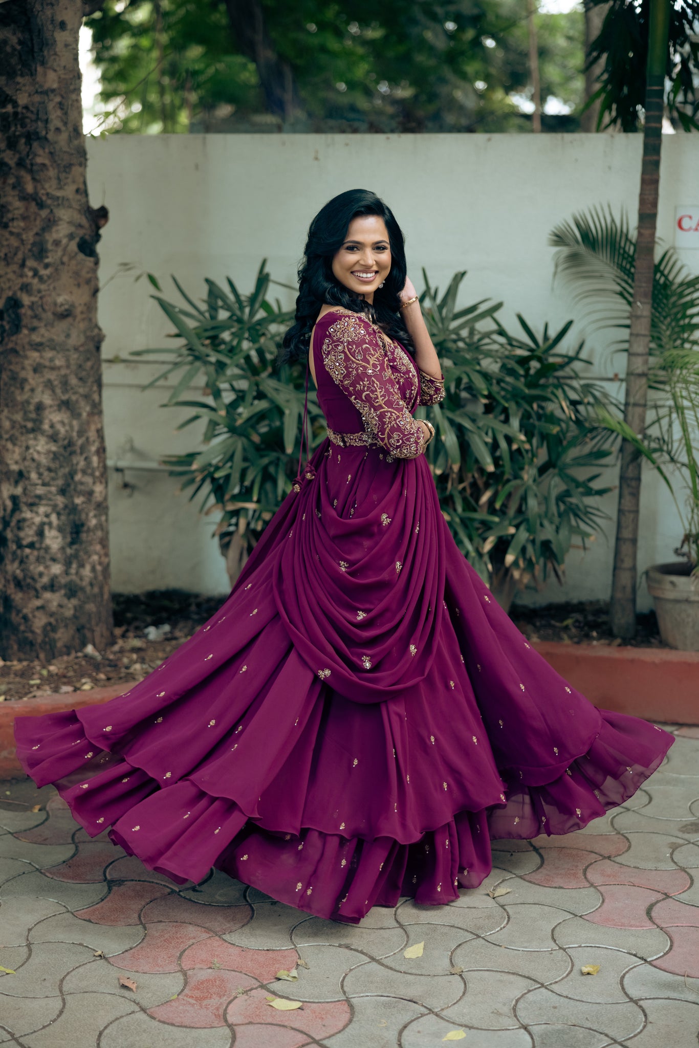 Dark Purple Drape Saree Dress DithiStudio Dark Purple Drape Saree Dress DithiStudio