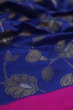 Load image into Gallery viewer, Indigo Blue Organza silk saree-1387
