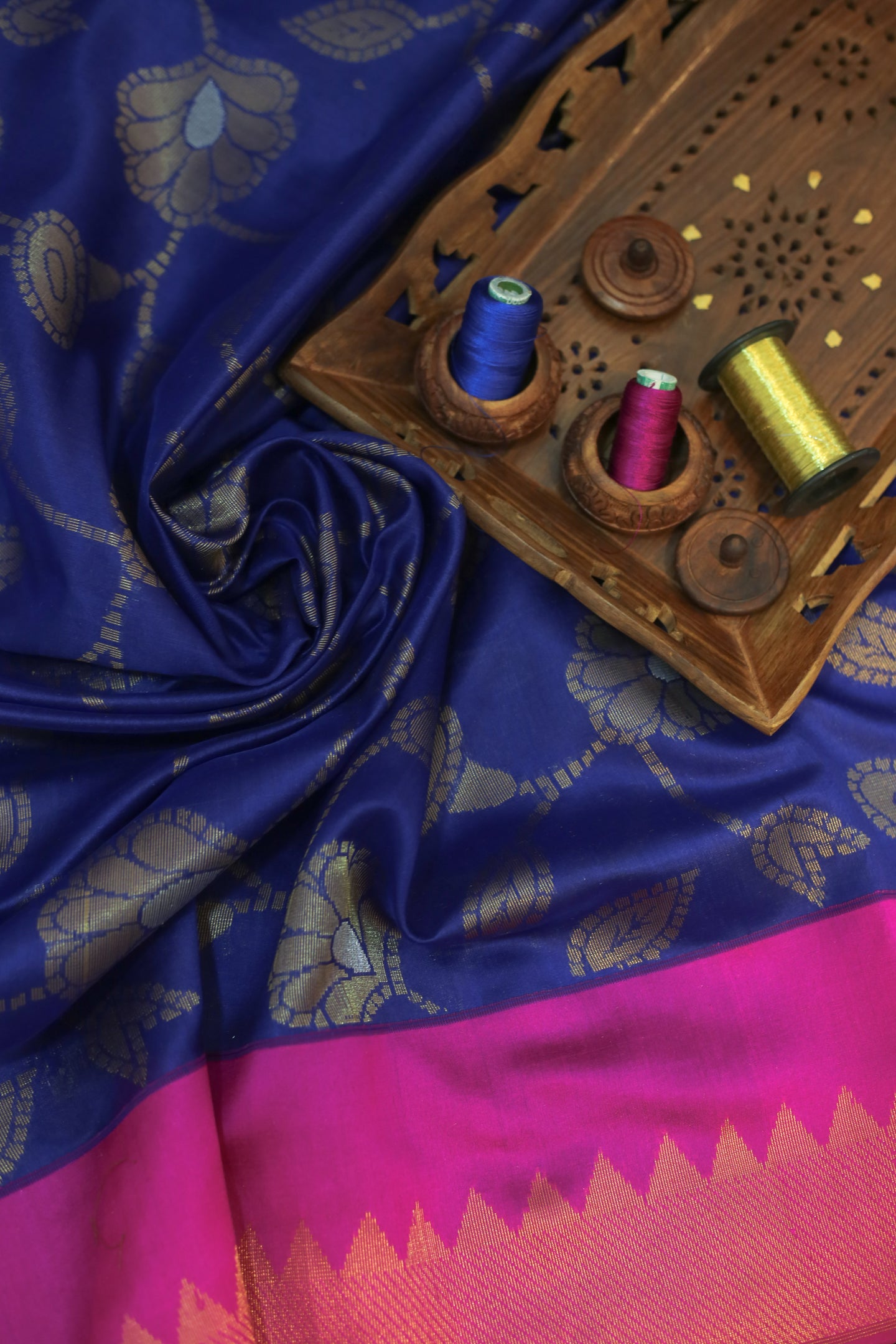 Indigo Blue Organza silk saree-1387