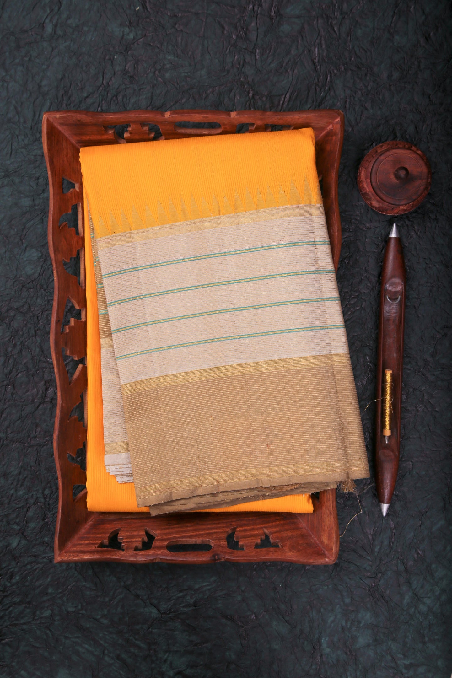 Yellow and Beige Kanchipuram Saree-1540