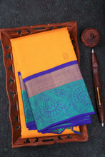 Load image into Gallery viewer, Yellow and Blue Kanchipuram Saree-1262
