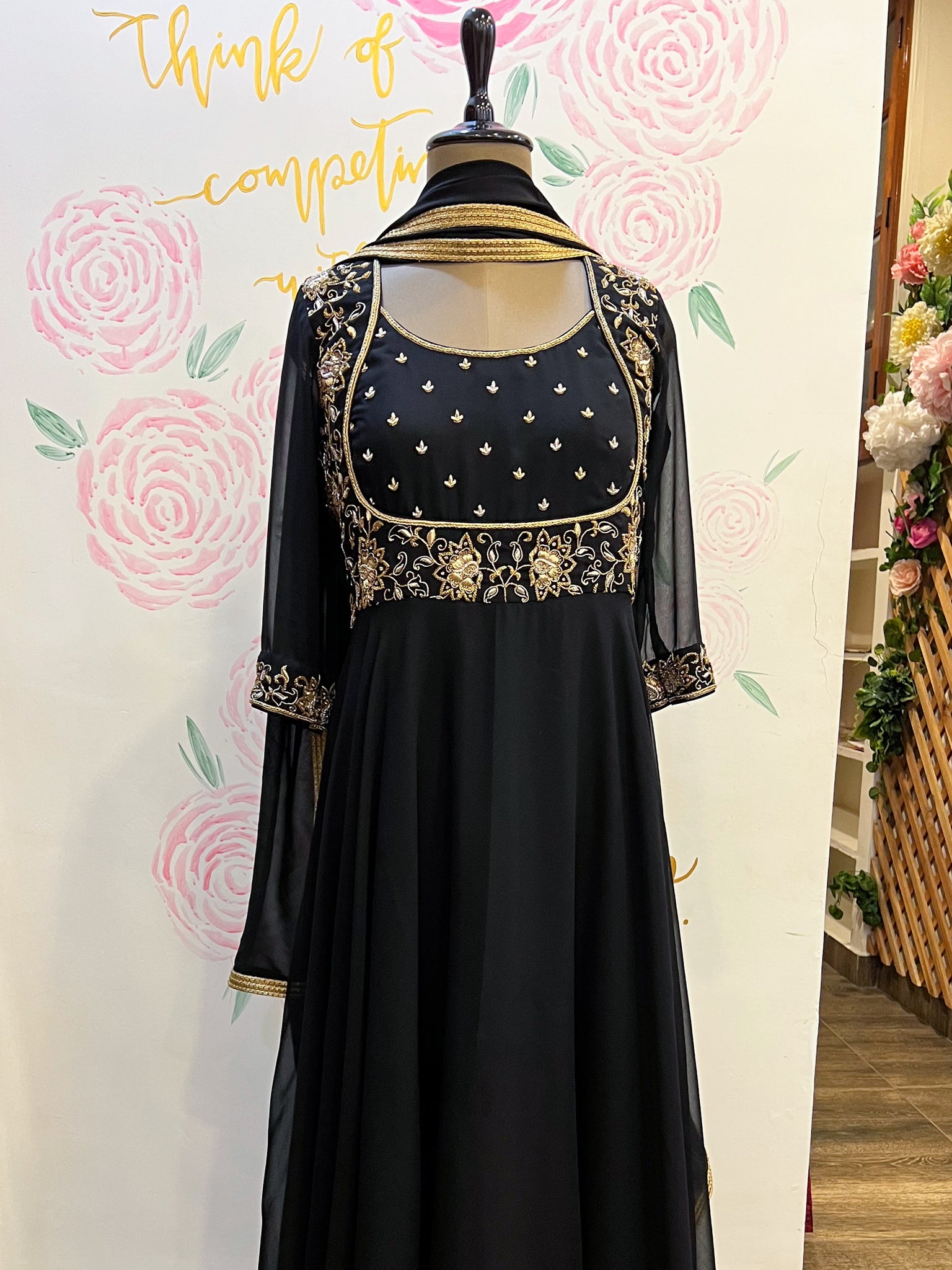 Black Anarkali with Dupatta DithiStudio Black Anarkali with Dupatta DithiStudio