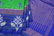 Load image into Gallery viewer, Green and Blue Ikat Silk Saree- 1849
