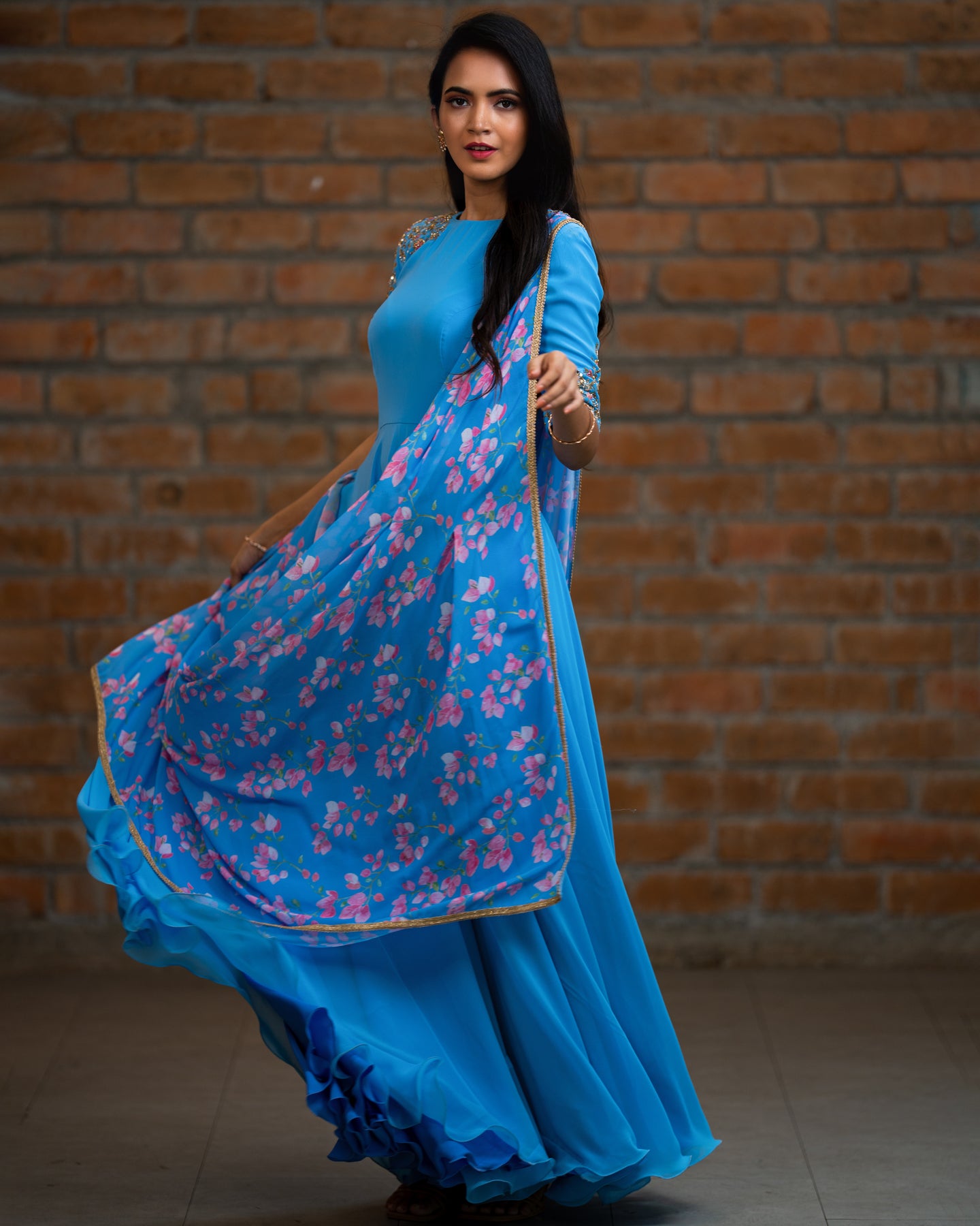 Floral Drape Anarkali