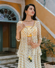 Load image into Gallery viewer, White and Yellow Marigold Skirt Set
