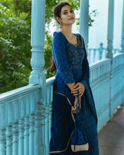 Load image into Gallery viewer, Navy Blue Floral Anarkali

