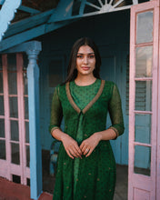 Load image into Gallery viewer, Green Floral Anarkali With Jacket
