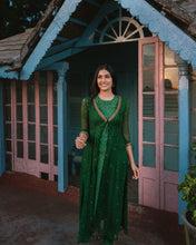 Load image into Gallery viewer, Green Floral Anarkali With Jacket
